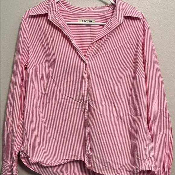 Boden Preppy Light Pink Striped 100% Cotton Button Down Shirt Size 12R - Picture 2 of 5